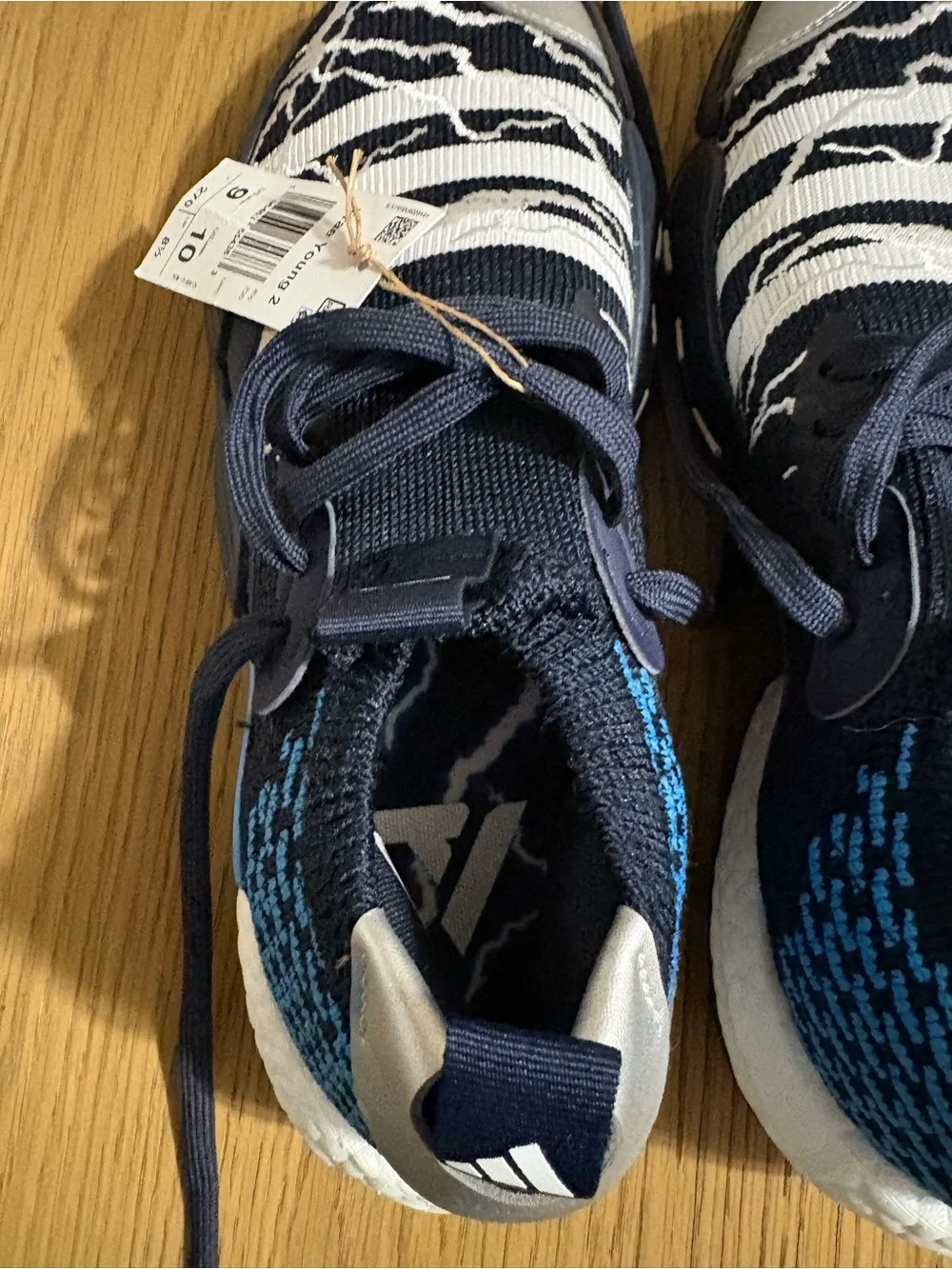adidas Navy, White and Silver Knit Athletic Sneakers